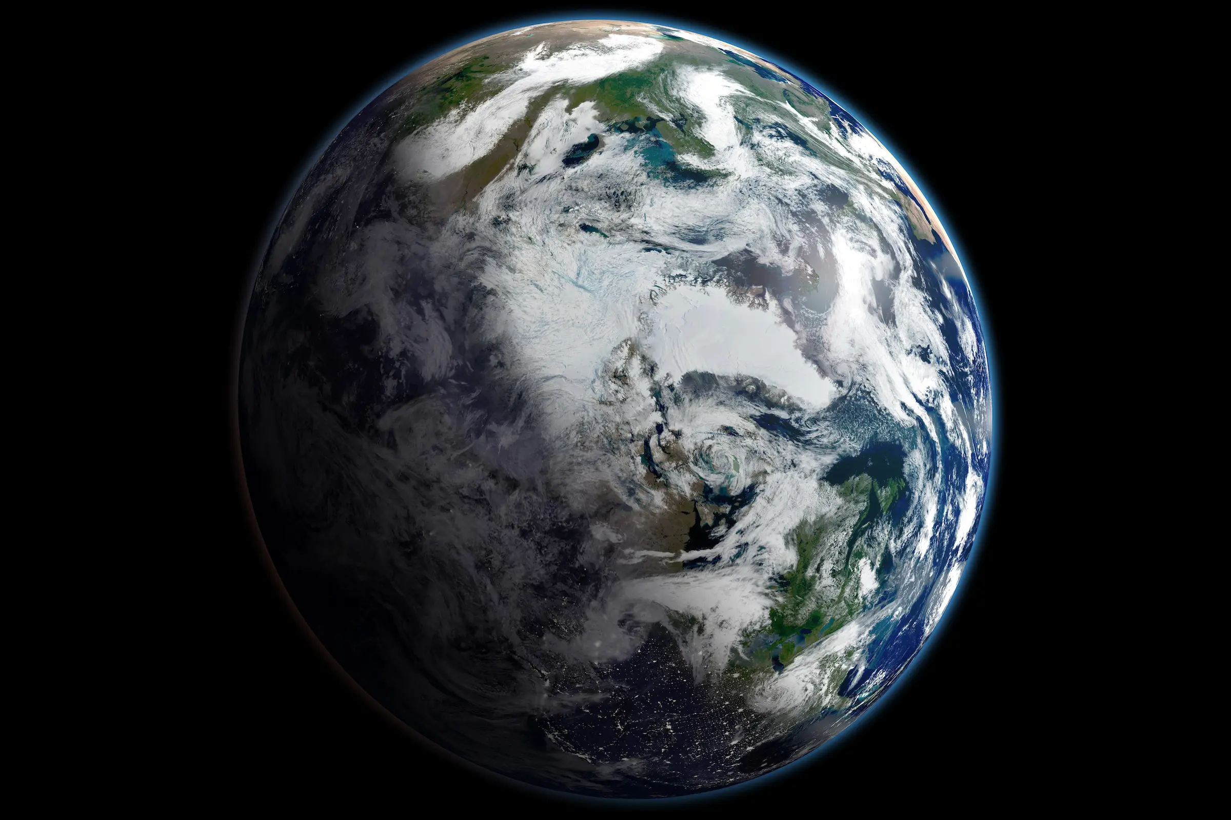 Vista satelital del conjunto del Ártico con el hielo marino próximo a su extensión mínima, captada por el instrumento VIIRS del satélite Suomi NPP.